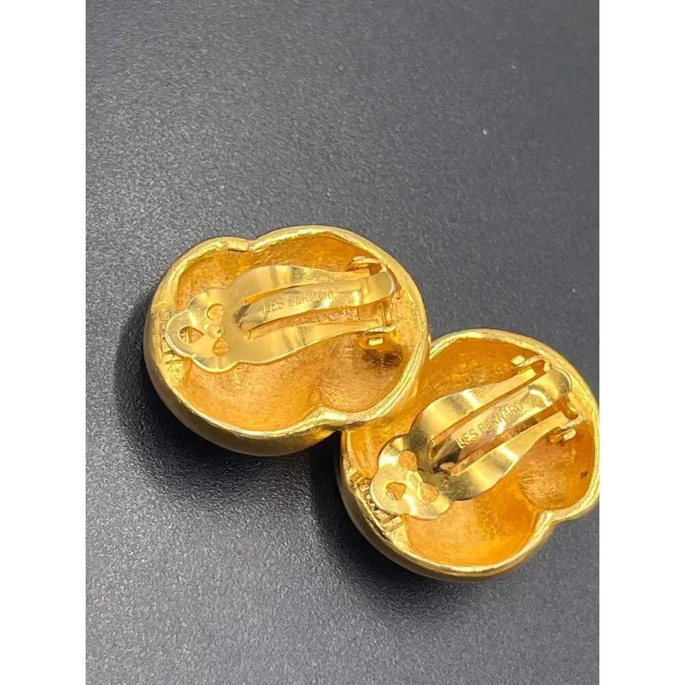 Les Bernard gold tone puffy‎ clip earrings